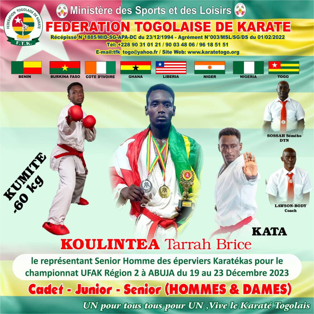 Brice Tarrah Karaté Koulintea phoenix karate club fédération togolqise de karaté